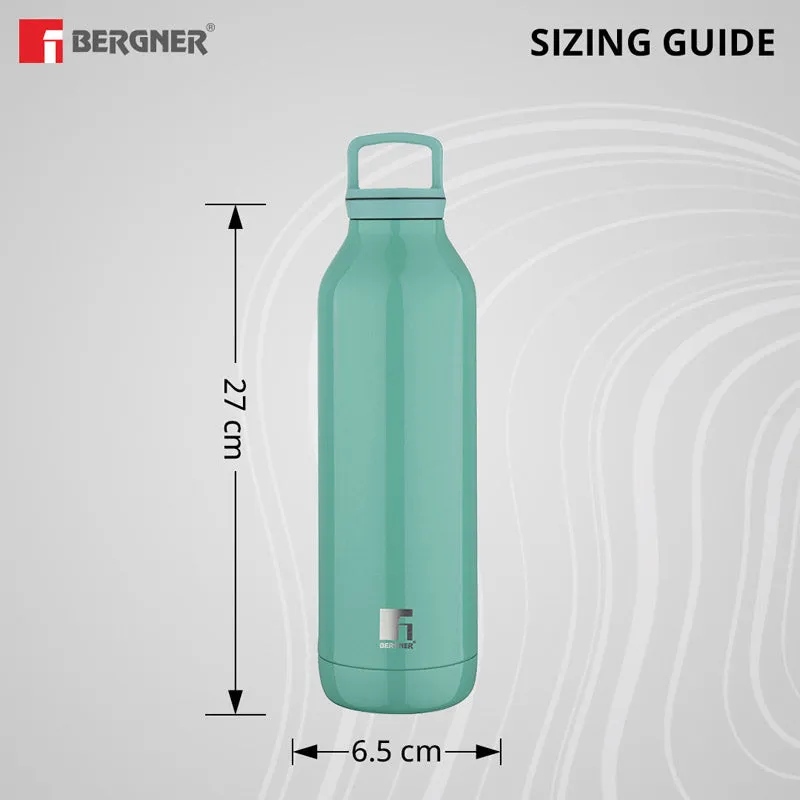 Bergner Walking Daisy Droplet Thermosteel Hot And Cold Flask (Green) - 750 ML