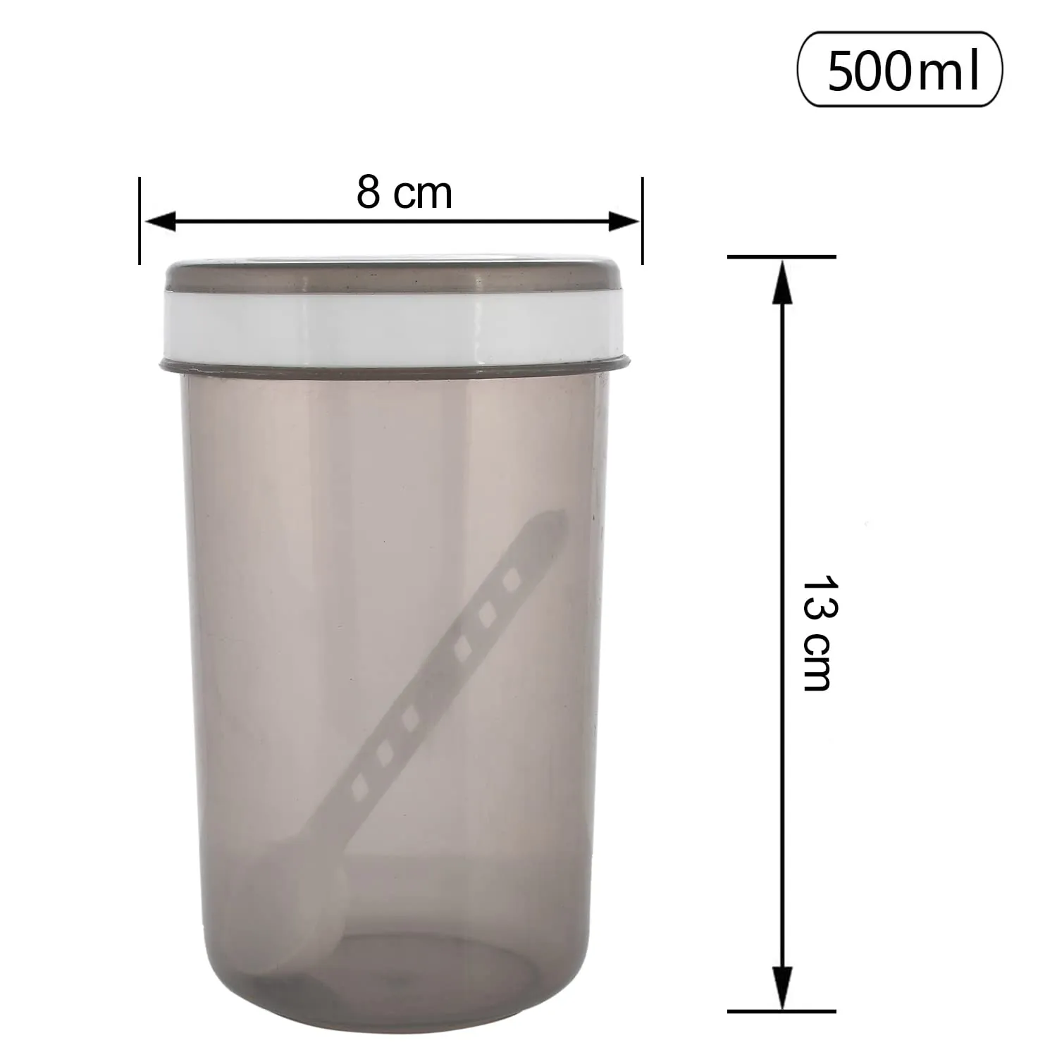 Heart Home Containers Set for Kitchen|BPA-Free Plastic 500 ML Storage Containers Set with Spoon for Kitchen Set of 3 (Gray)
