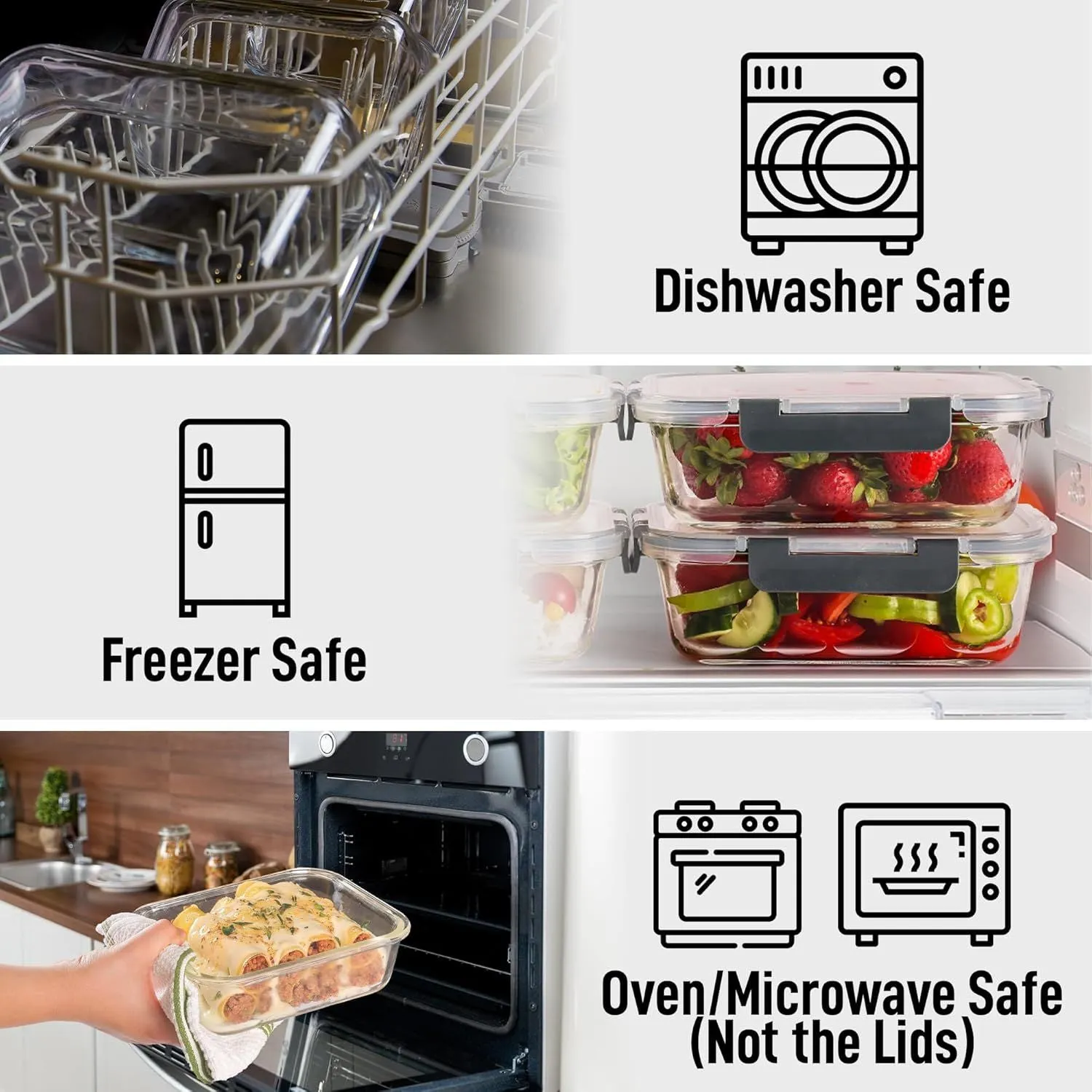 Snap Lock Glass Food Containers
