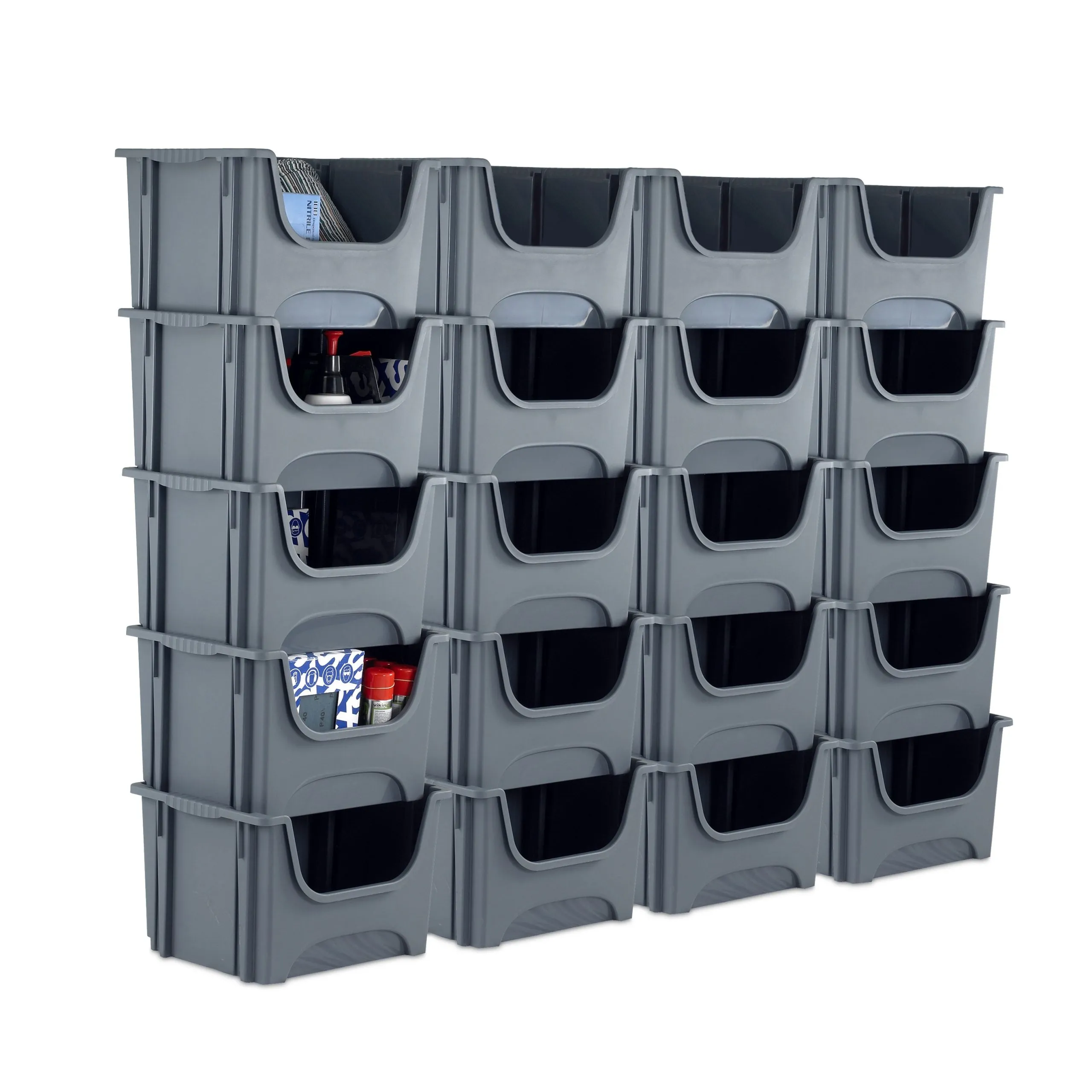 Space Bin Containers - pack of 5 grey