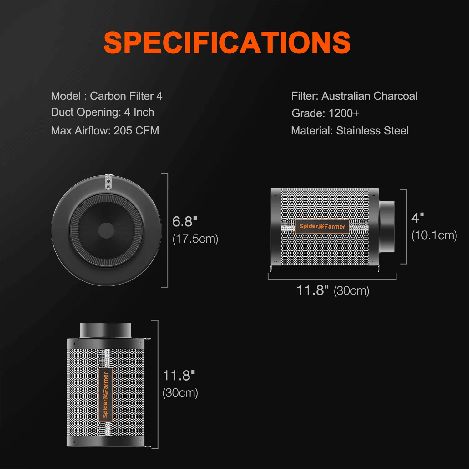 Spider Farmer 4" Incline Air Carbon Filter